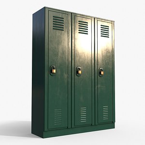 3D PBR School Gym Locker 01 - Green Dark