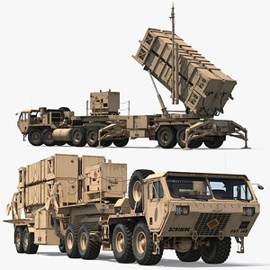 Patriot Surface-to-Air Missile System on Tow Trailer Sand Rigged