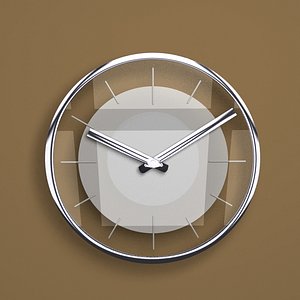 3d model of designer glass metal wall clock