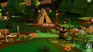 Low Poly Vikings Forest Camp Asset Pack