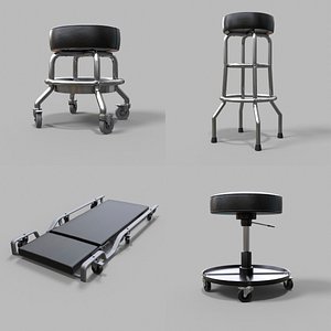 3D 1 Mechanics Creeper Seats Pack 4 in 1 model