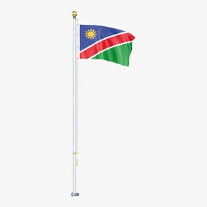 3D Namibia Flag Stand Pole Animated Loop