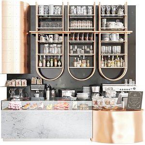 Design project of a cafe with copper inserts model