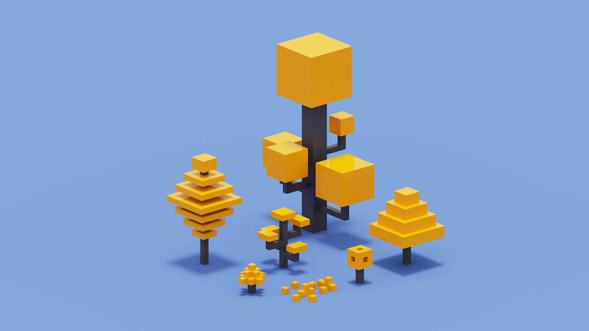 Isometric 3d Autumn Tree Set 3D Model - TurboSquid 1977137