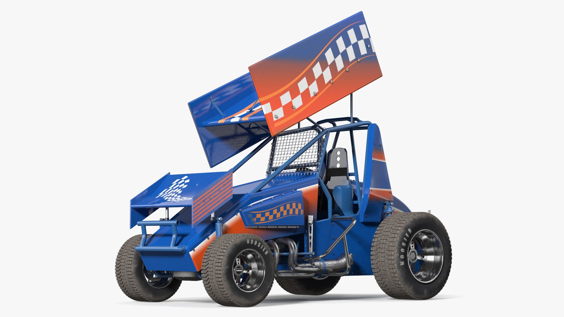 Winged American Sprint Car 3D model preview