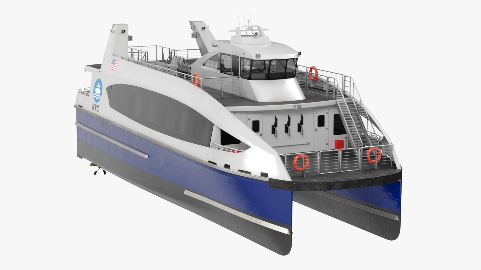 NYC Passenger Ferry Boat 3D model preview