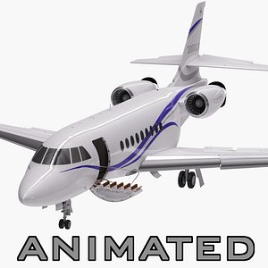 Dassault Falcon 2000LXS. Animated. 2