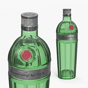 Tanqueray No TEN Gin Glass Bottle Green 3D model