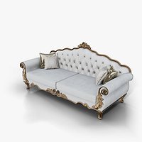 Pasha Sofa - Classic Baroque Tufted Sofa with Gold Carving
