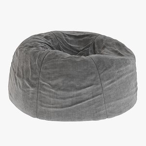 Tweed Charcoal Bean Bag Chair 3D