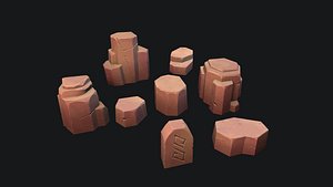 stylized stone desert 3D model