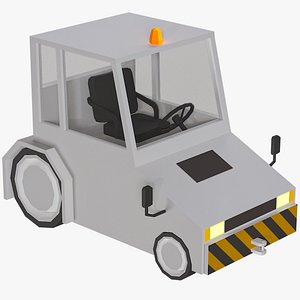 Cartoon Tow Tractor 11 Lowpoly Airport Vehicle PBR