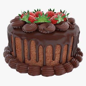 Chocolate strawberry cake 3D