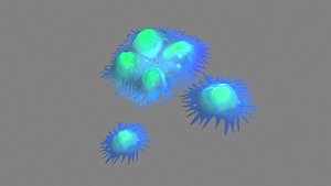 Cartoon spider eggs - blue worm 3D model