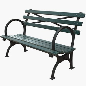 realistic bench short green model