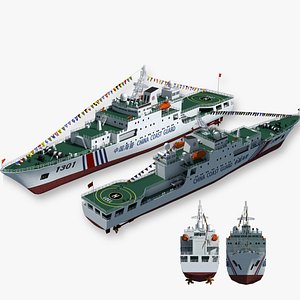 China Coast Guard Ship 1301 3000-ton law enforcement ship Coast Guard ship 3D model