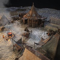 Top-Down Barbarian Camp - LowPoly
