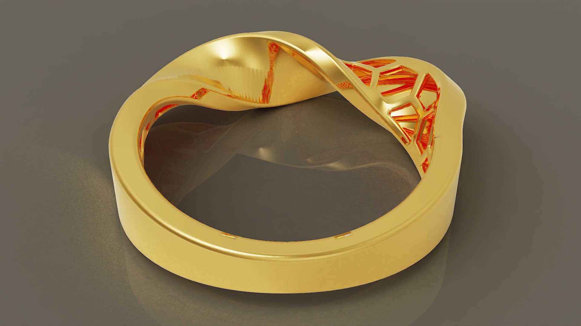 Hexagonal Pattern Twisted Gold Ring 3D - TurboSquid 2339010