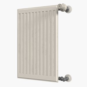 3D model Wall-Mounted Radiator with Thermostatic Valve
