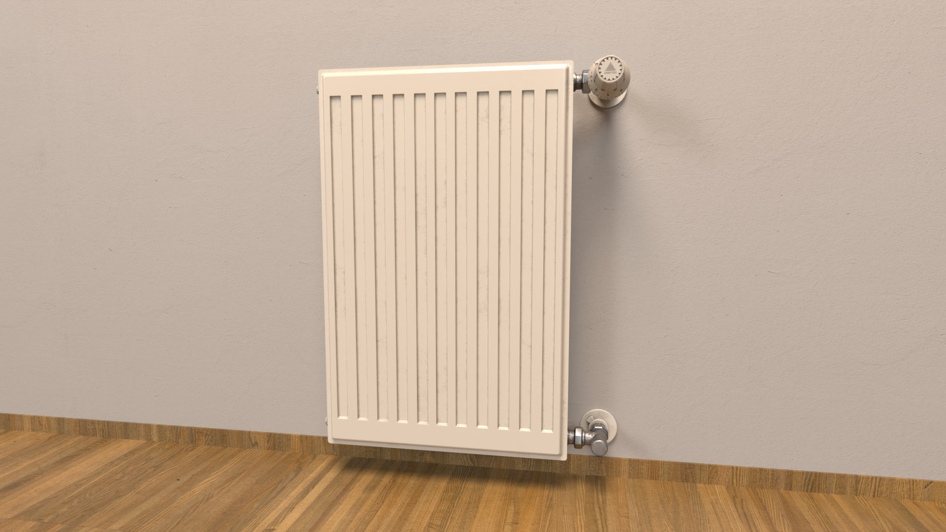 3D Model Wall-Mounted Radiator With Thermostatic Valve - TurboSquid 2375243