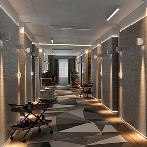 3D model hotel hallway