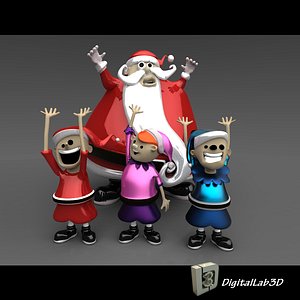 3d model santa claus elves