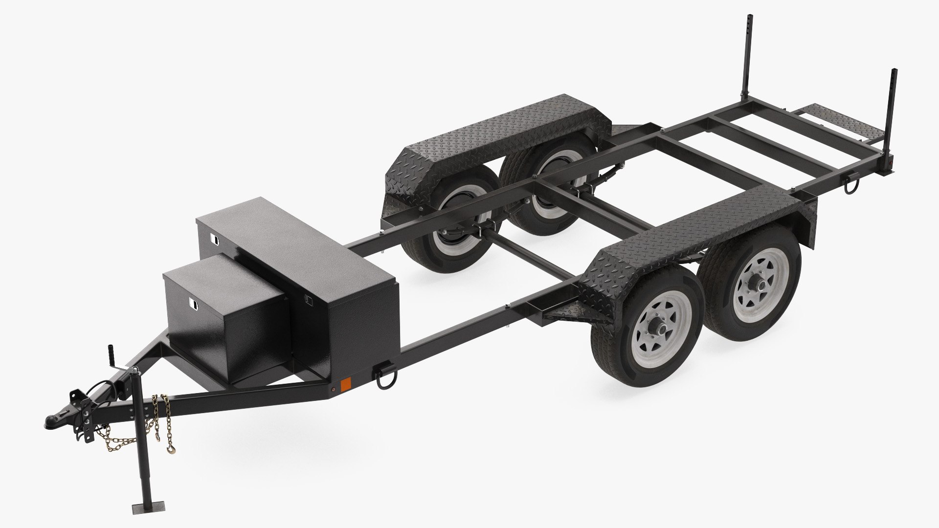 Heavy Duty 4 Wheel Trailer 3D model preview