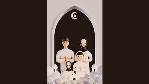 3D Eid Mubarak Family