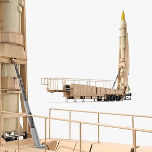 Sejjil Missile on Raised Launcher 3D