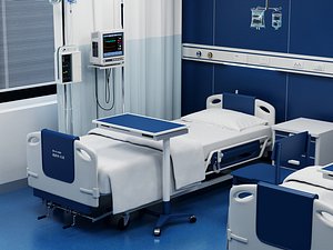Modern Hospital Ward Bed Scene