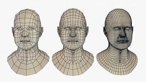Male Bust PACK Low- Mid- High Poly