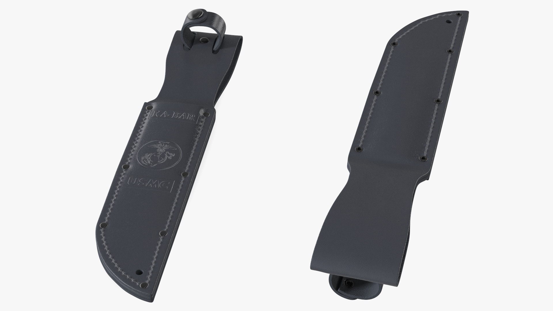 Leather Sheath for the Ka Bar Knife Black 3D model preview