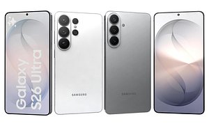 3D model Samsung Galaxy S26 Silver Shadow And S26 Ultra White