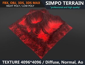 realistic terrain polys games 3D model