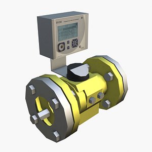 Gas Control Meter 3D Model - Pipeline Connection Low Poly