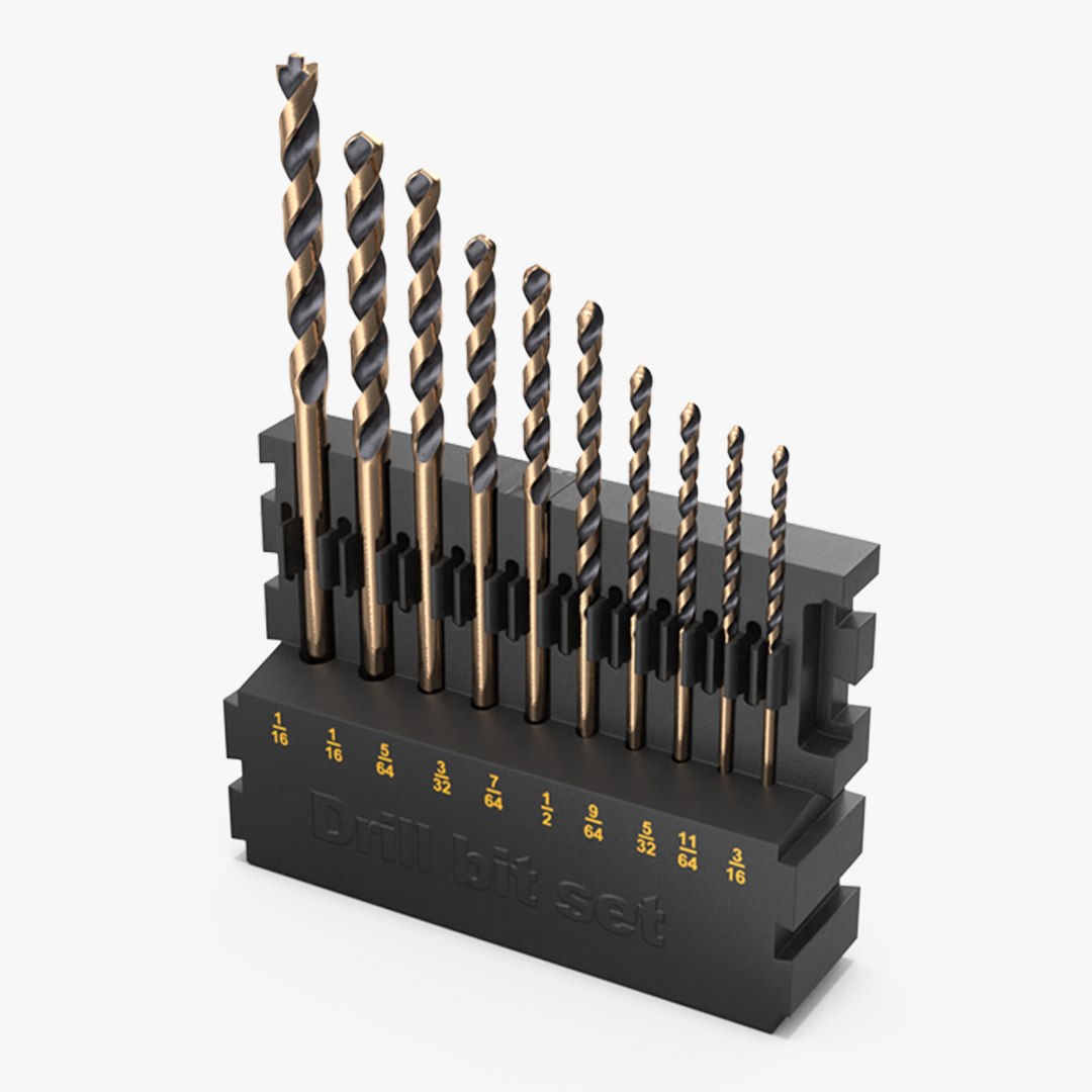 Gold Ferrous Drill Bit Set model TurboSquid 2080866