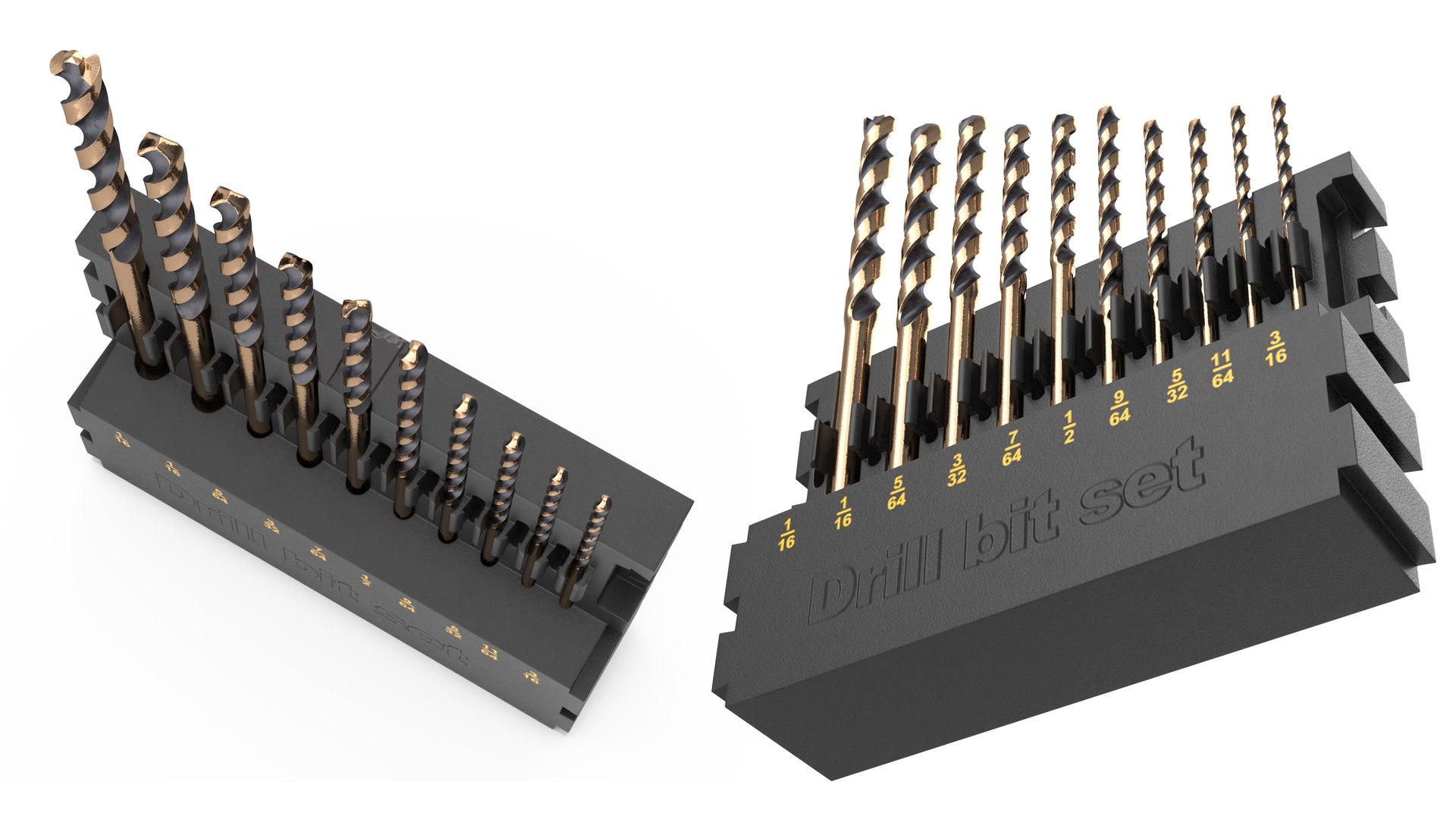 Gold Ferrous Drill Bit Set Model TurboSquid 2080866