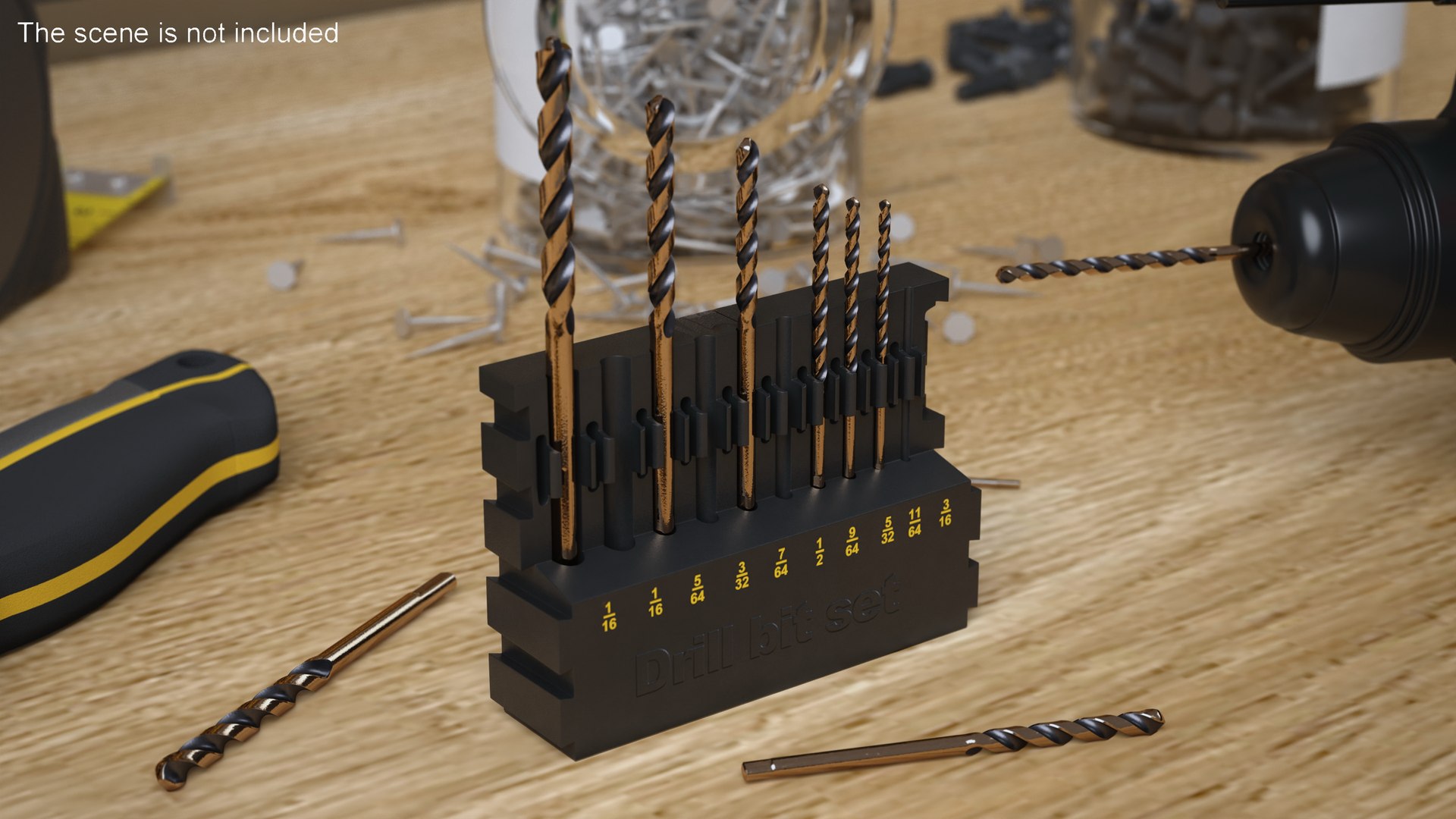 Gold Ferrous Drill Bit Set Model TurboSquid 2080866