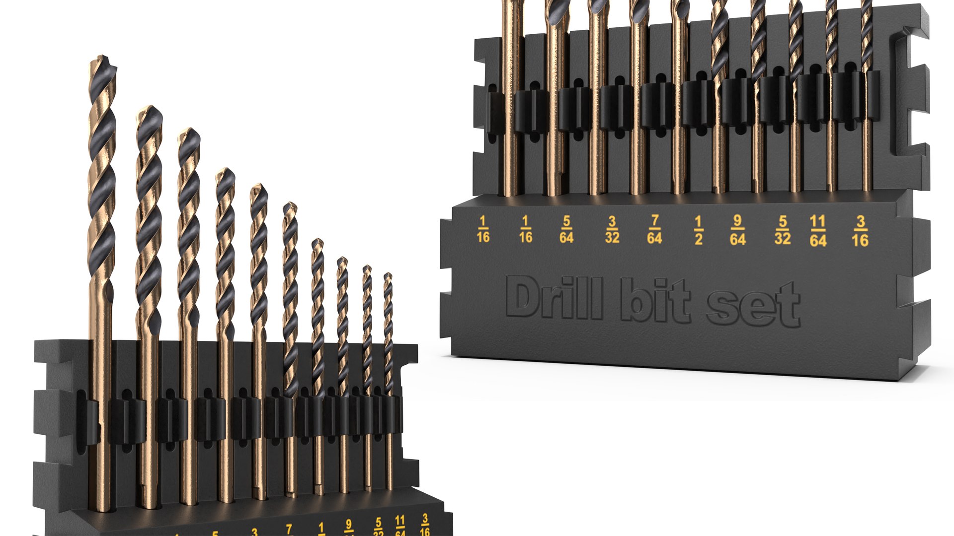 Gold Ferrous Drill Bit Set Model TurboSquid 2080866