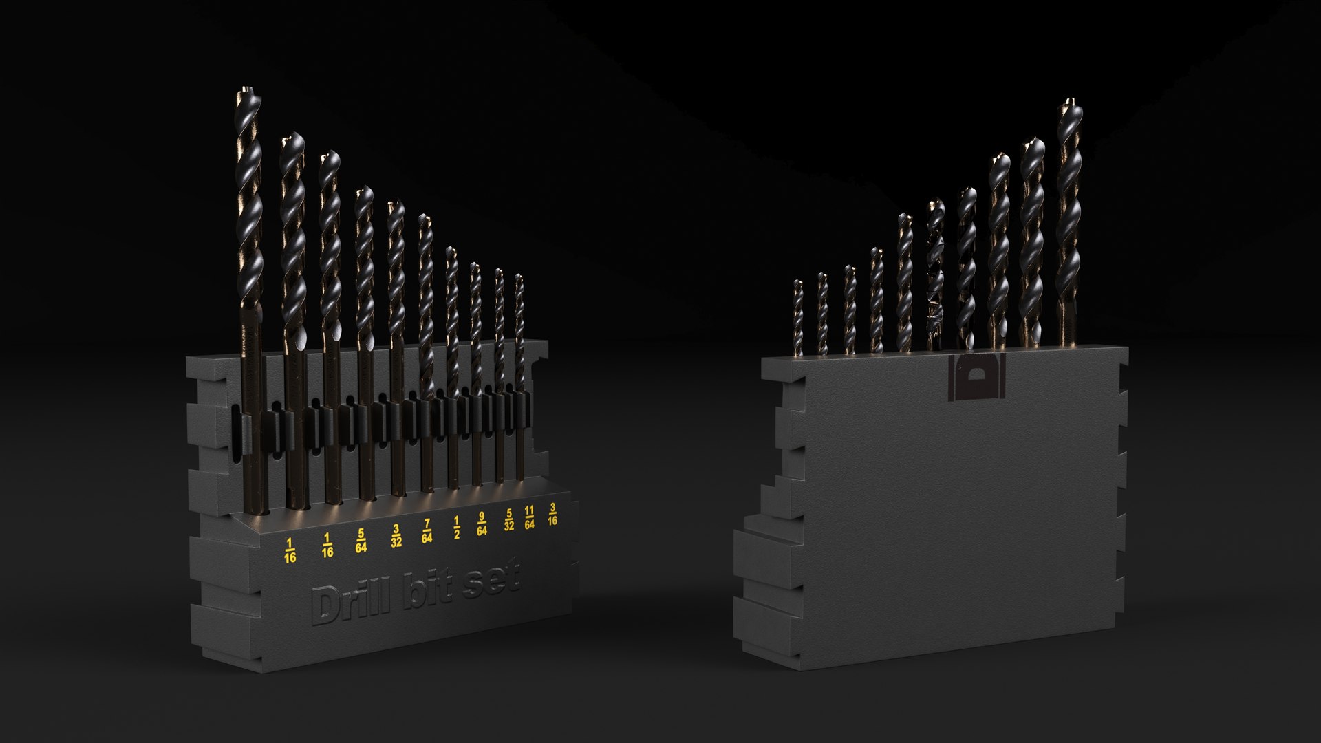 Gold Ferrous Drill Bit Set Model - TurboSquid 2080866