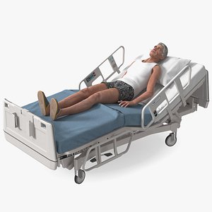 Patient on Hospital Bed 2 Rigged model
