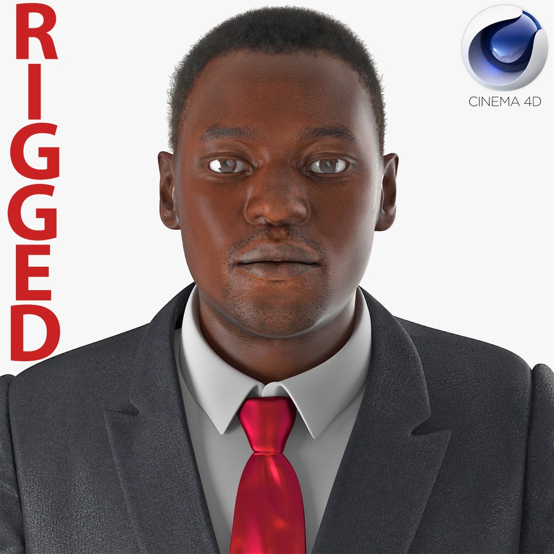 Businessman African American Rigged for Cinema 4D 3D model preview