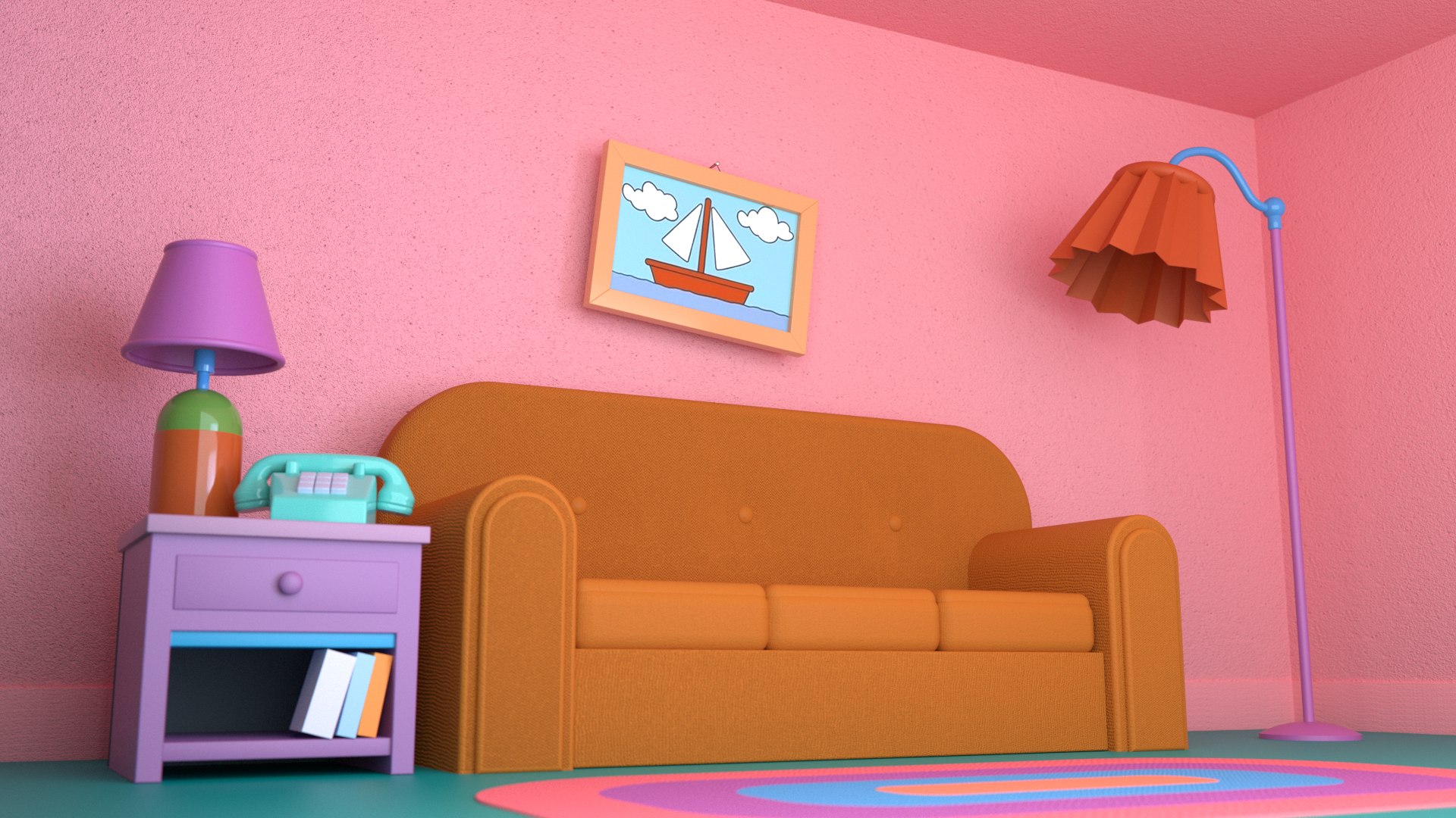 Simpsons Couch Scene Tv 3D Model - TurboSquid 1554087