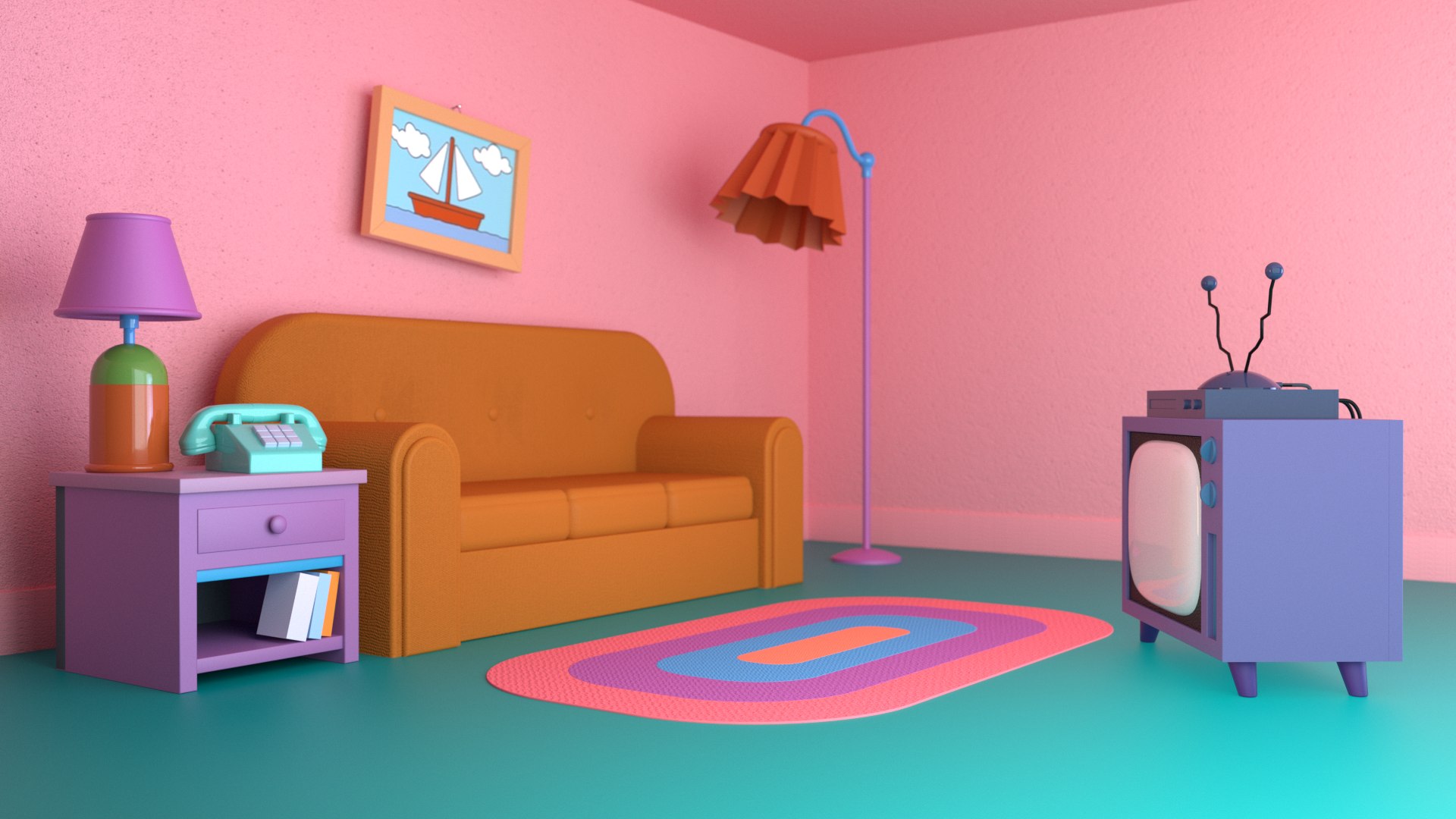 Simpsons Couch Scene Tv 3D Model - TurboSquid 1554087