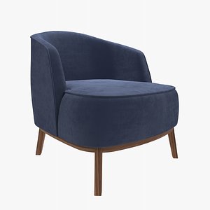 Megan Armchair Velvet Blue 3D model