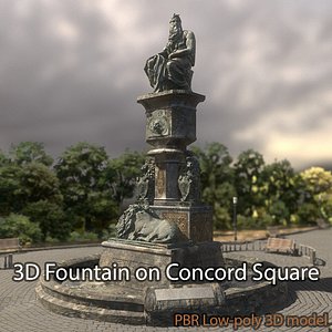 Fountain on Concord Square PBR Low-poly 3D model
