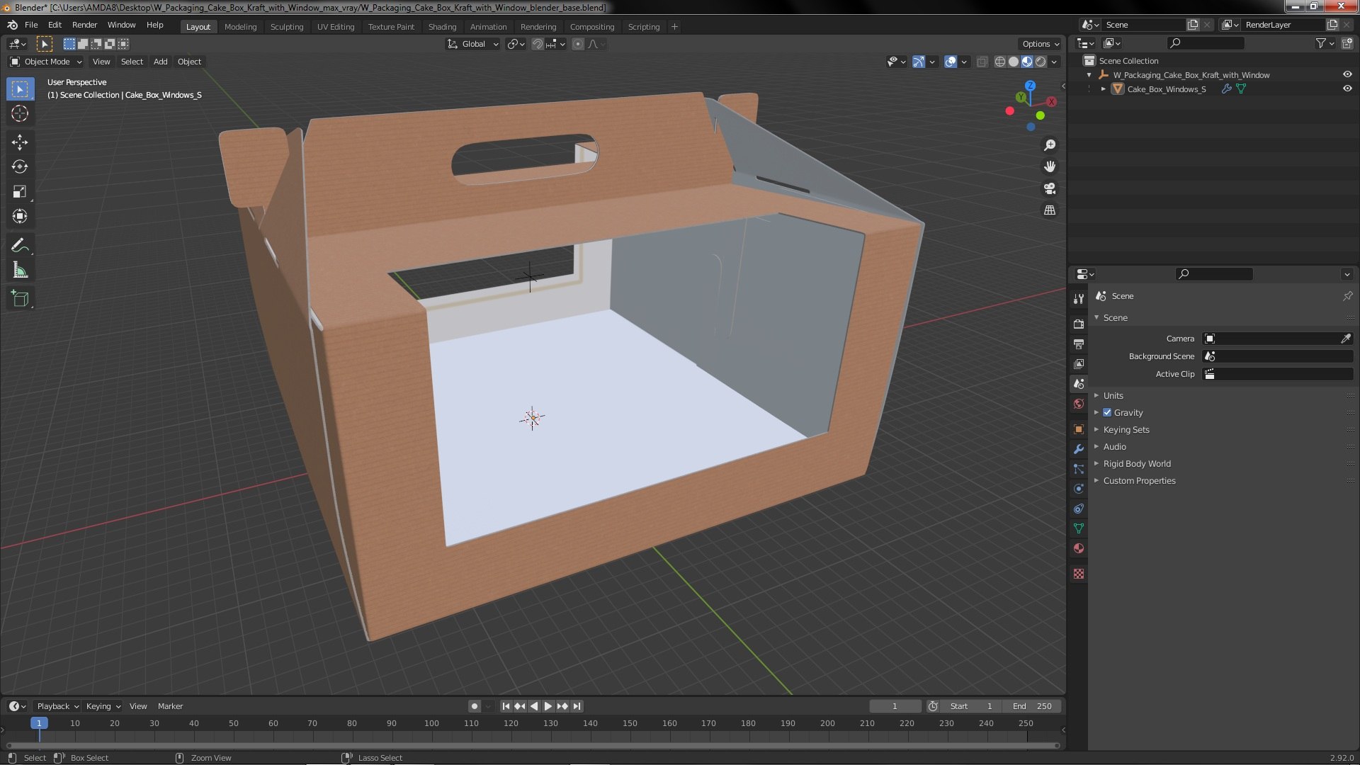 3D W Packaging Cake Box Kraft With Window - TurboSquid 1942153