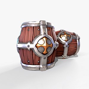 Stylized Wooden Barrel 3D model