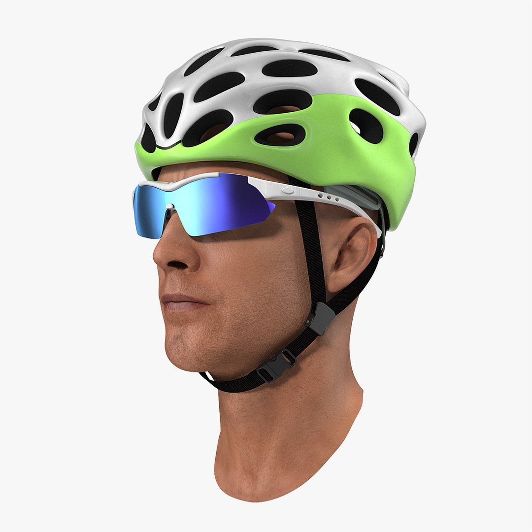 Bicyclist Head in Helmet with Glasses 3D Model 3D model preview