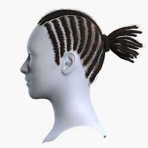 Realistic Brown Cornrows Ponytail Hairstyle 3D Asset 3D model